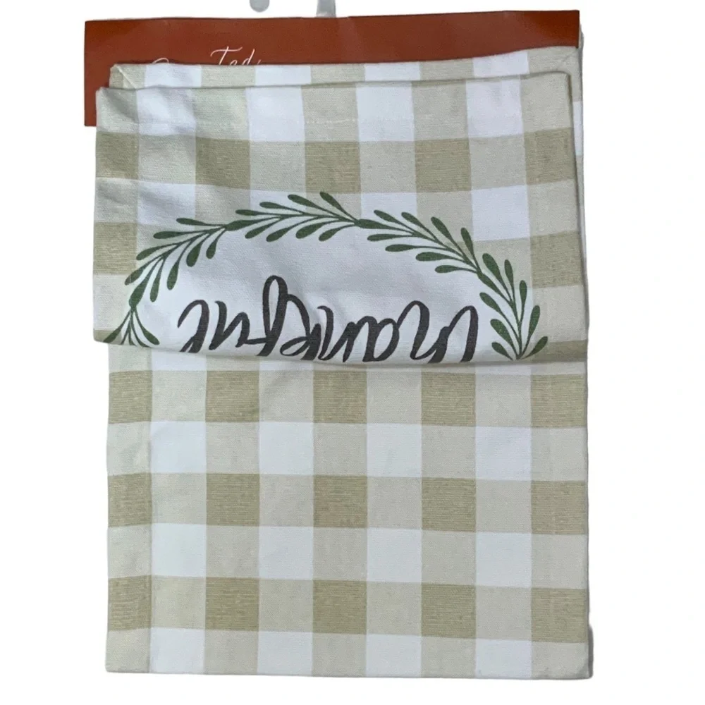 Nantucket Table Runner Buffalo Check Cotton Fabric Farmhouse Plaid Neutral 13x72